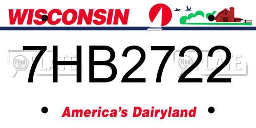 7HB2722 Wisconsin License Plate