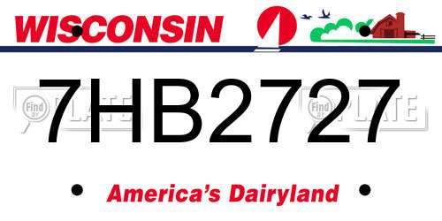 7HB2727 Wisconsin License Plate