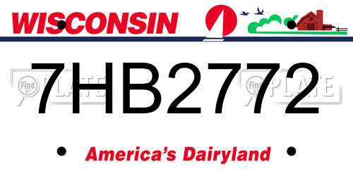 7HB2772 Wisconsin License Plate