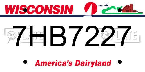 7HB7227 Wisconsin License Plate