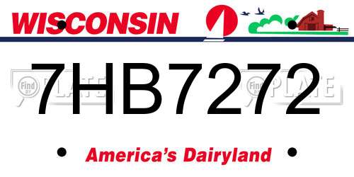 7HB7272 Wisconsin License Plate