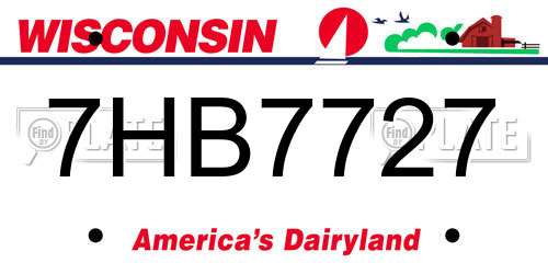 7HB7727 Wisconsin License Plate