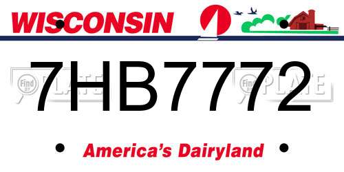 7HB7772 Wisconsin License Plate