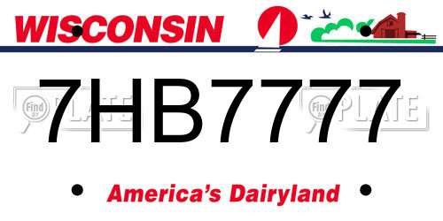7HB7777 Wisconsin License Plate