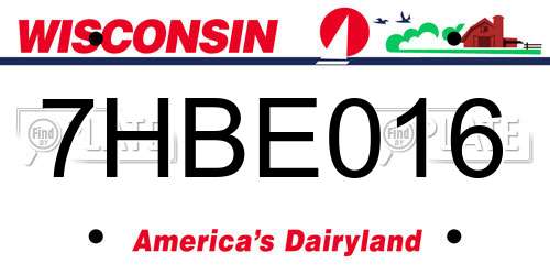 7HBE016 Wisconsin License Plate