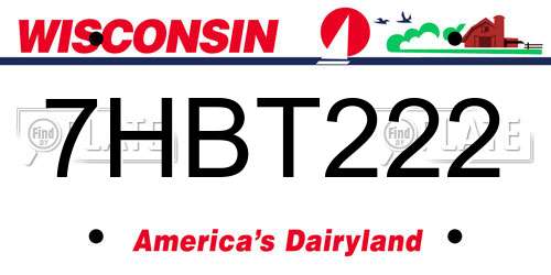 7HBT222 Wisconsin License Plate