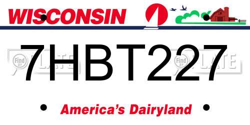 7HBT227 Wisconsin License Plate