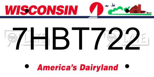 7HBT722 Wisconsin License Plate