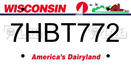 7HBT772 Wisconsin License Plate