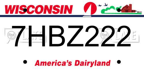 7HBZ222 Wisconsin License Plate