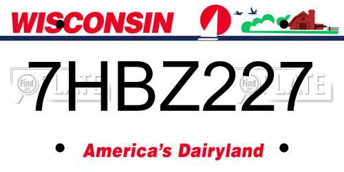 7HBZ227 Wisconsin License Plate