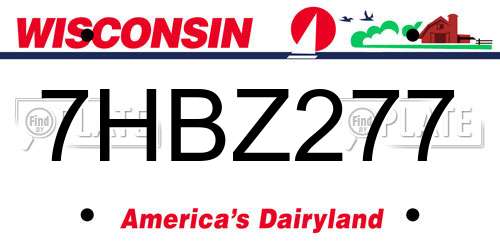 7HBZ277 Wisconsin License Plate