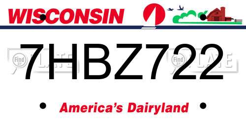 7HBZ722 Wisconsin License Plate