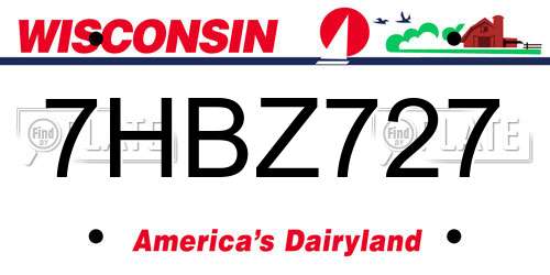 7HBZ727 Wisconsin License Plate