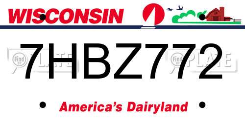 7HBZ772 Wisconsin License Plate