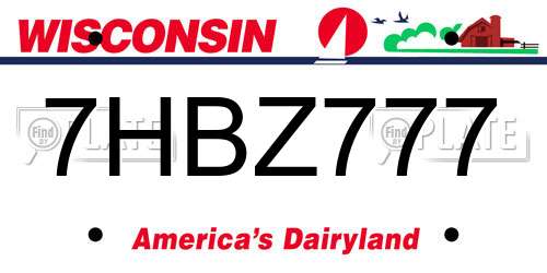 7HBZ777 Wisconsin License Plate