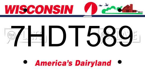 7HDT589 Wisconsin License Plate