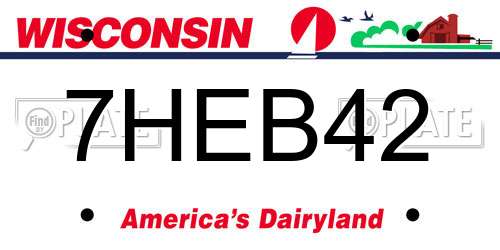 7HEB42 Wisconsin License Plate