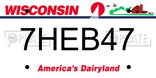 7HEB47 Wisconsin License Plate
