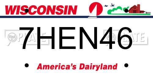 7HEN46 Wisconsin License Plate