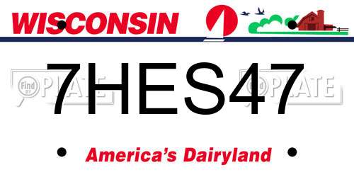 7HES47 Wisconsin License Plate