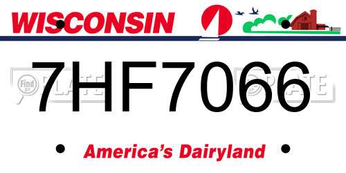 7HF7066 Wisconsin License Plate