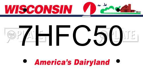 7HFC50 Wisconsin License Plate