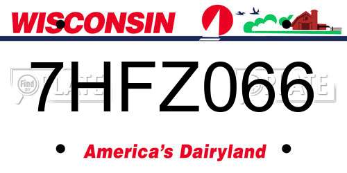 7HFZ066 Wisconsin License Plate