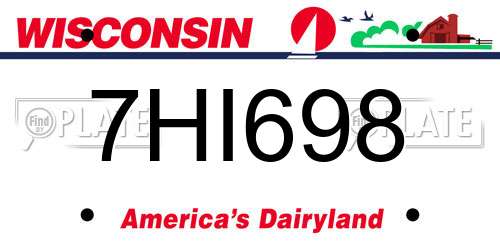 7HI698 Wisconsin License Plate