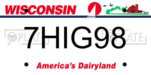 7HIG98 Wisconsin License Plate