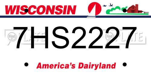 7HS2227 Wisconsin License Plate