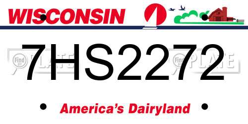 7HS2272 Wisconsin License Plate