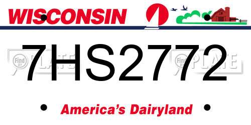 7HS2772 Wisconsin License Plate