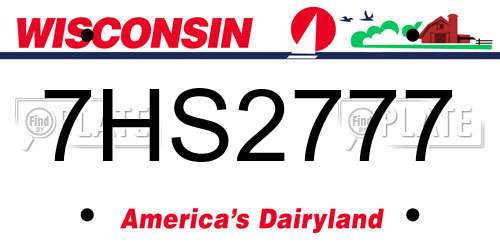 7HS2777 Wisconsin License Plate