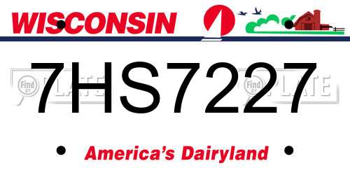 7HS7227 Wisconsin License Plate