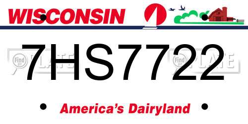 7HS7722 Wisconsin License Plate