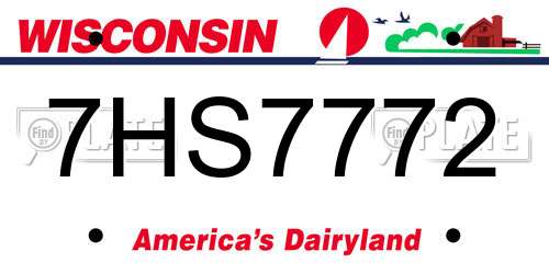 7HS7772 Wisconsin License Plate