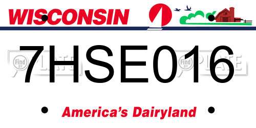 7HSE016 Wisconsin License Plate