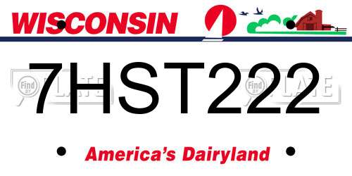 7HST222 Wisconsin License Plate