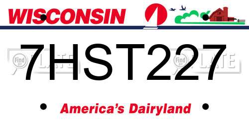 7HST227 Wisconsin License Plate