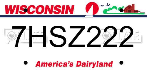 7HSZ222 Wisconsin License Plate