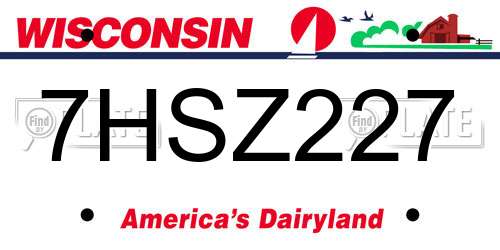 7HSZ227 Wisconsin License Plate