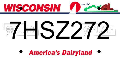 7HSZ272 Wisconsin License Plate