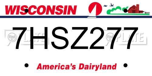 7HSZ277 Wisconsin License Plate