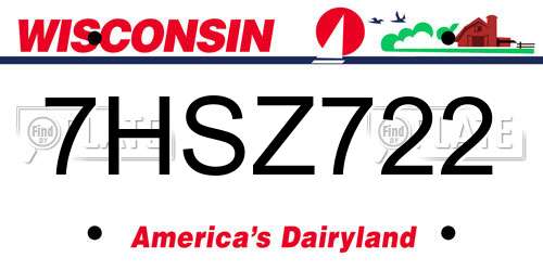 7HSZ722 Wisconsin License Plate