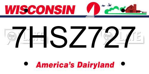 7HSZ727 Wisconsin License Plate