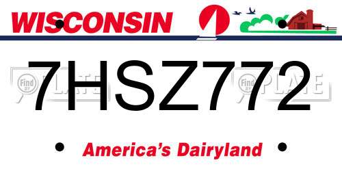 7HSZ772 Wisconsin License Plate