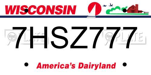 7HSZ777 Wisconsin License Plate
