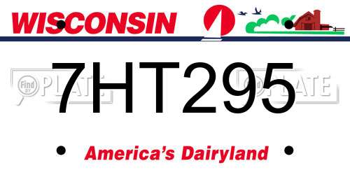 7HT295 Wisconsin License Plate
