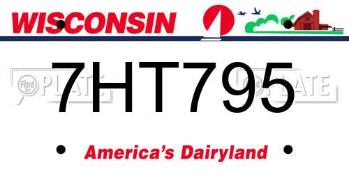 7HT795 Wisconsin License Plate